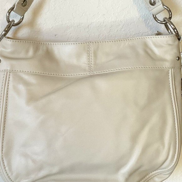 Coach Zoe Hobo Ivory/Pearl Leather Bag With Silver Hardware - F14707 - Picture 1 of 7
